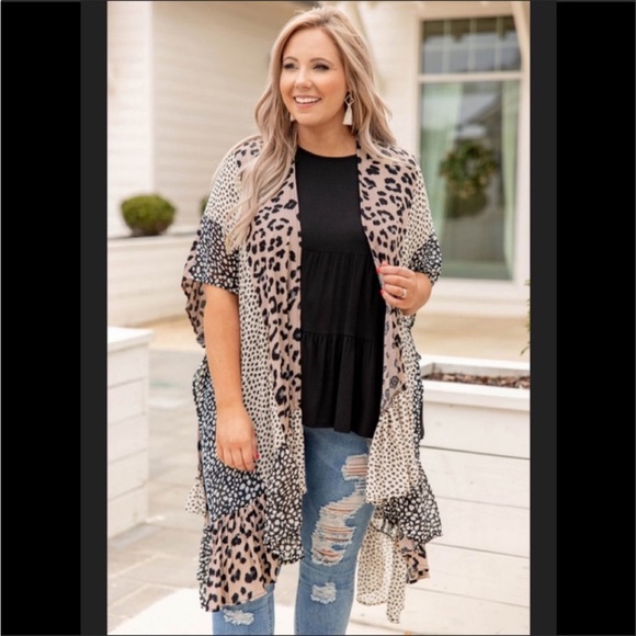 #27 Plus Size Leopard & Animal Print Ruffle Kimono/Duster * - Picture 1 of 11